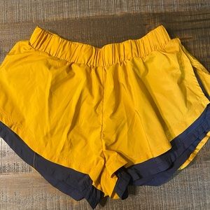 Free People Yellow and Navy Athletic Shorts